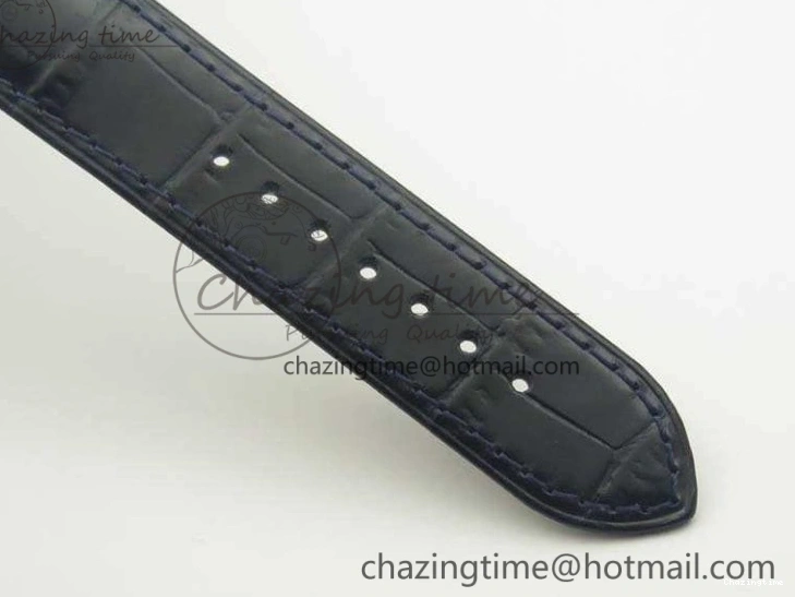 0218 Fashionable De Ville Prestige Real Power Reserve SS TW 1:1 Best Edition White Dial Blue Markers On Leather Strap A 8094